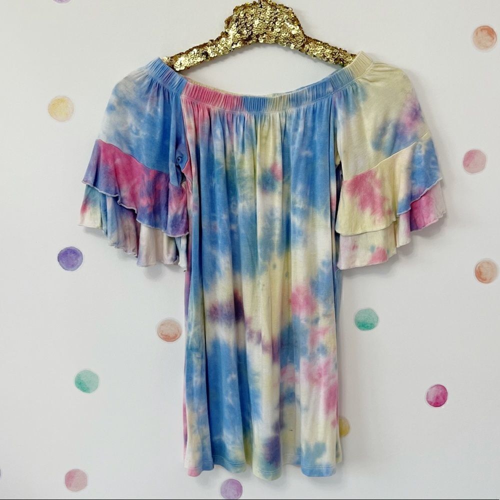 Tie Dye cold shoulder top